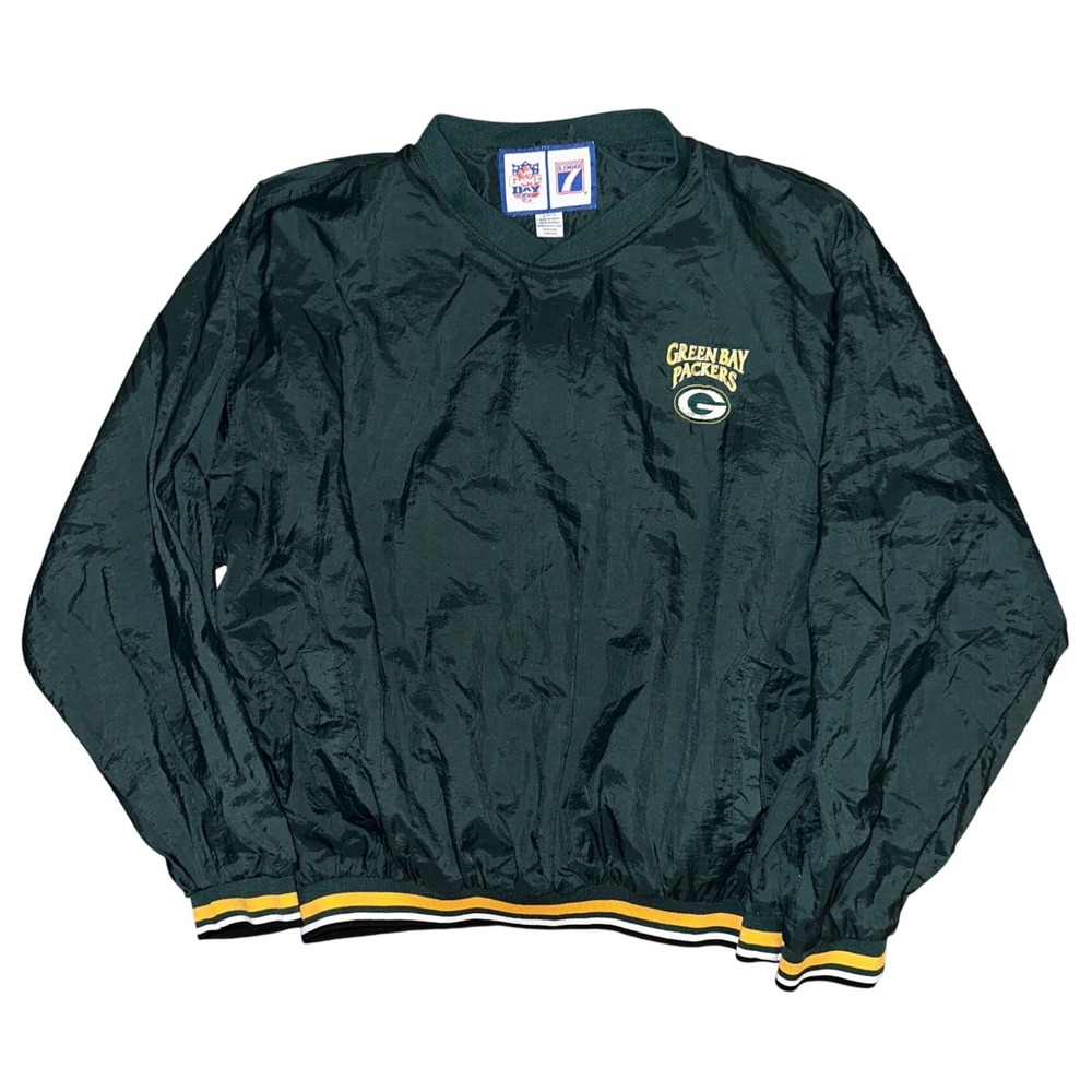 Vintage Logo 7 Green Bay Packers NFL Windbreaker Pullover Jacket Mens XL Green
